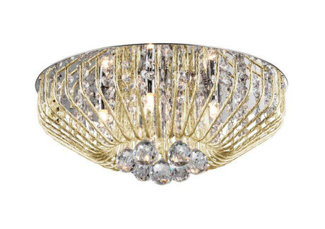 CRYSTAL Carlo 5lt Flush Ceiling Light Gold - Comet Lighting