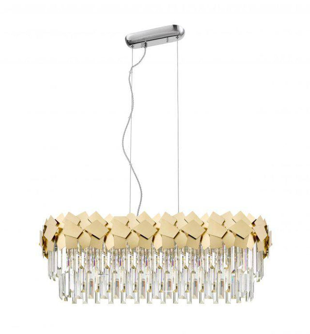 CRYSTAL Celine 6lt Oblong Ceiling Light Gold - Comet Lighting