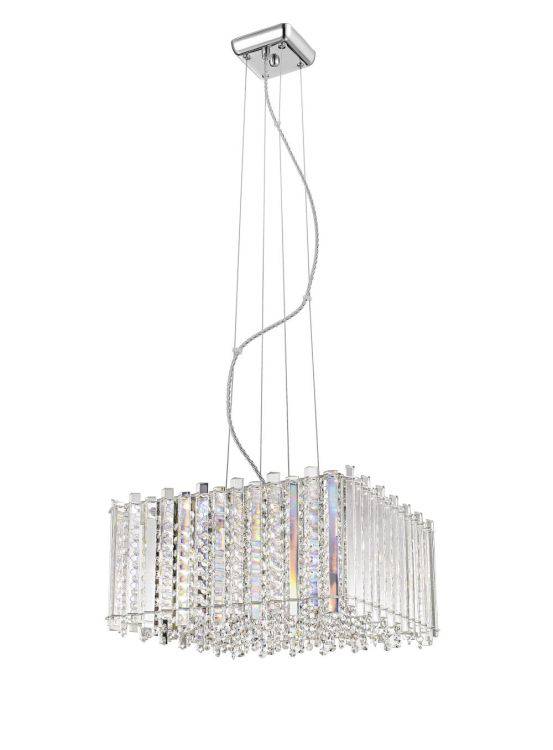 CRYSTAL Clara 5lt Square Pendant Light Chrome - Comet Lighting