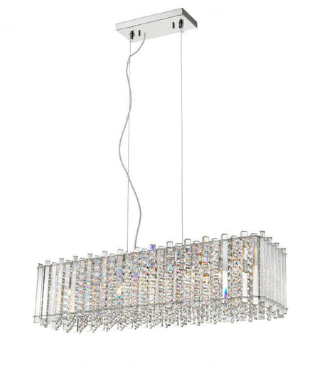 CRYSTAL Clara 7lt Oblong Pendant Light Chrome - Comet Lighting