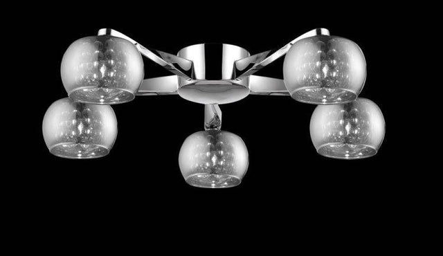 CRYSTAL Deni 5lt Flush Ceiling Light Chrome - Comet Lighting