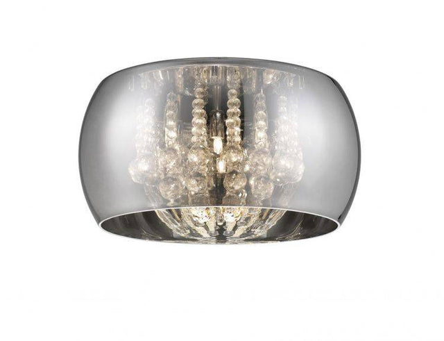 CRYSTAL Deni 6lt Flush Ceiling Light Chrome - Comet Lighting