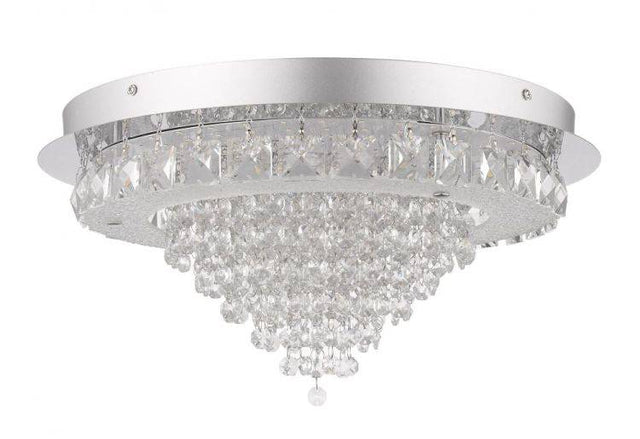 CRYSTAL Essonne Large Flush Ceiling Light Chrome - Comet Lighting