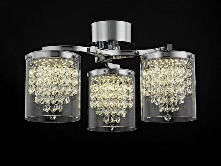 CRYSTAL Florina 3lt Flush Ceiling Light Chrome - Comet Lighting