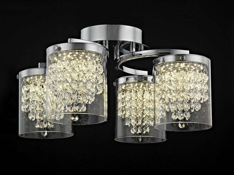 CRYSTAL Florina 4lt Ceiling Light Chrome - Comet Lighting