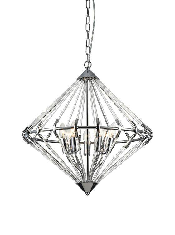 CRYSTAL Gerda 7lt Ceiling Light Chrome - Comet Lighting