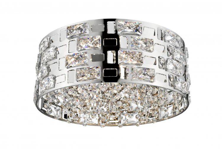 CRYSTAL Lola 5lt Flush Ceiling Light Chrome - Comet Lighting