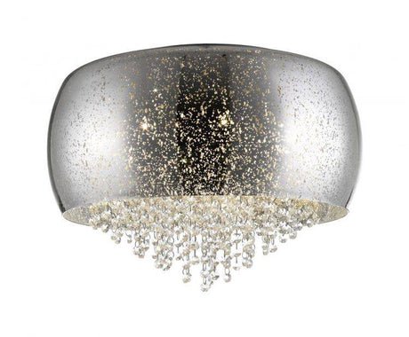 CRYSTAL Luna 5lt Flush Ceiling Light Chrome - Comet Lighting