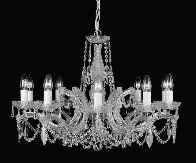 CRYSTAL Marie Theresa 10lt Ceiling Light Gold - Comet Lighting