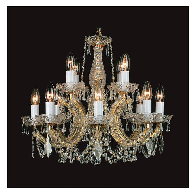 CRYSTAL Marie Theresa 12lt Ceiling Light Gold - Comet Lighting