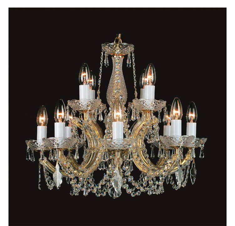 CRYSTAL Marie Theresa 12lt Ceiling Light Gold - Comet Lighting