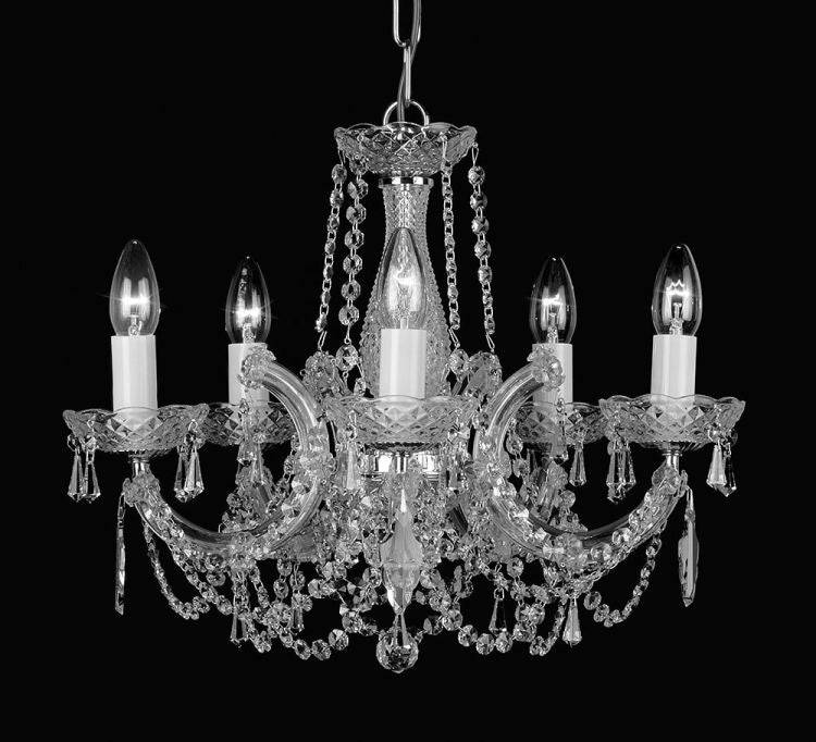 CRYSTAL Marie Theresa 5lt Ceiling Light Chrome - Comet Lighting