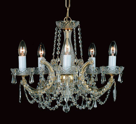 CRYSTAL Marie Theresa 5lt Ceiling Light Gold - Comet Lighting