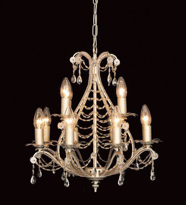 CRYSTAL Montpellier 12lt Ceiling Light Antique Silver - Comet Lighting