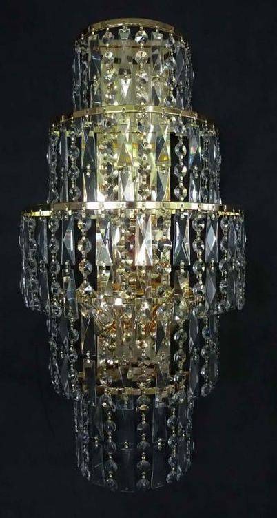 CRYSTAL New York 3lt Wall Light Gold Glass/Black - Comet Lighting