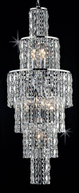 CRYSTAL New York 6lt Cascade Ceiling Light Chrome - Comet Lighting