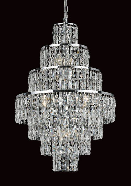 CRYSTAL New York 8lt Cascade Ceiling Light Chrome - Comet Lighting