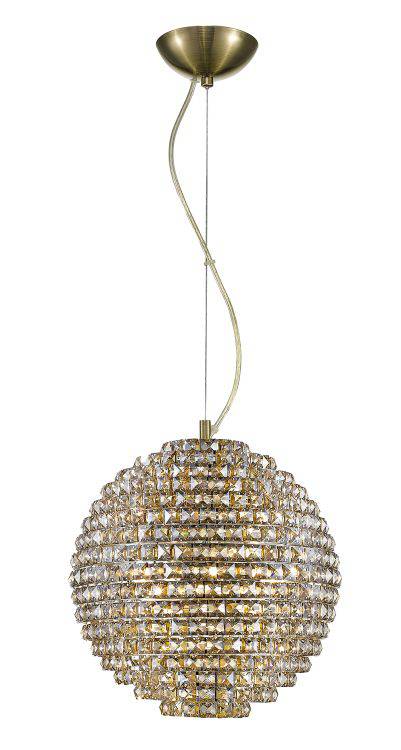 CRYSTAL Nord 5lt Ceiling Light Antique Brass - Comet Lighting