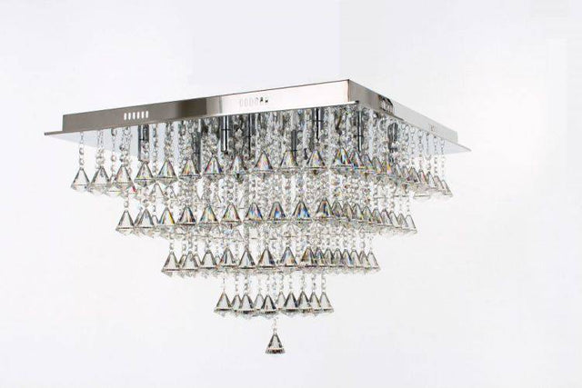 CRYSTAL Parma 12lt Square Flush Ceiling Light Chrome - Comet Lighting