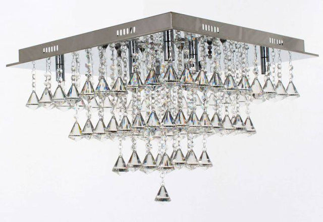 CRYSTAL Parma 8lt Square Flush Ceiling Light Chrome - Comet Lighting