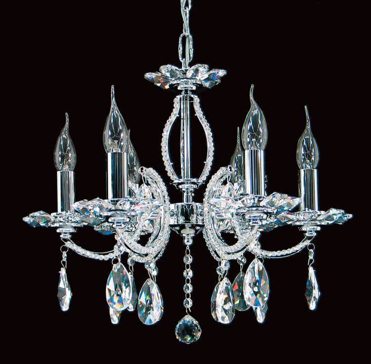 CRYSTAL Rouen 6lt Ceiling Light Chrome - Comet Lighting