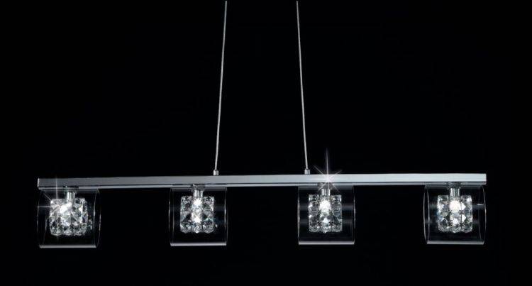 CRYSTAL Sonja 4lt Bar Ceiling Light Chrome - Comet Lighting