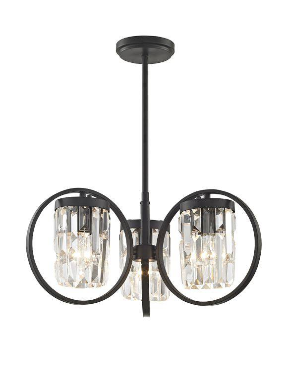 CRYSTAL Talin 3lt Ceiling Light Black - Comet Lighting