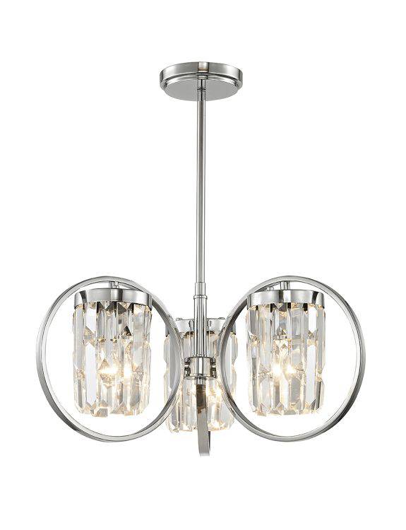 CRYSTAL Talin 3lt Ceiling Light Chrome - Comet Lighting