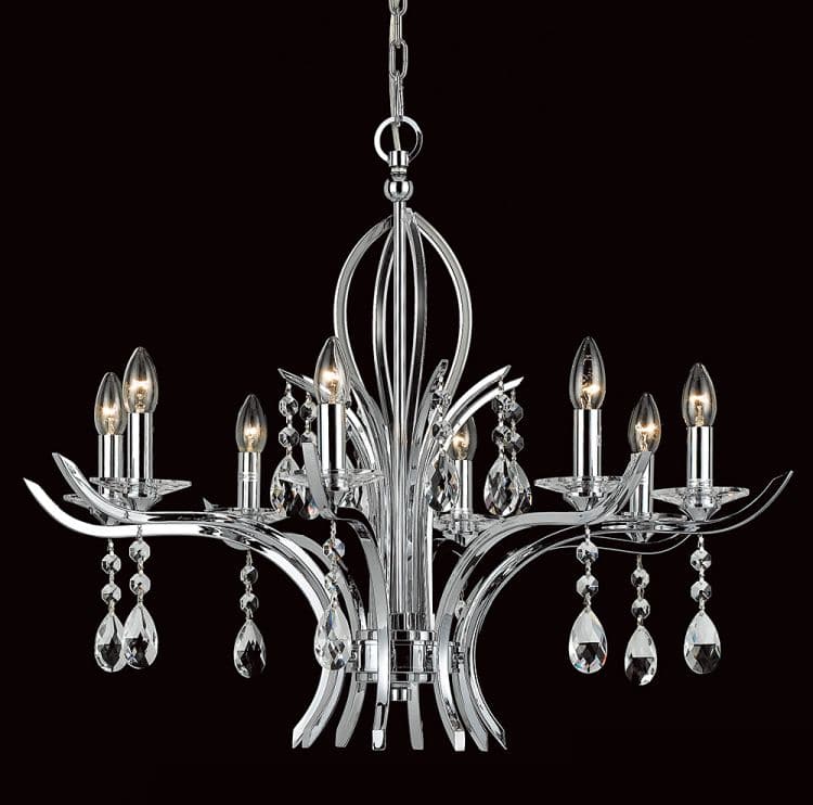 CRYSTAL Turin 8lt Ceiling Light Chrome - Comet Lighting