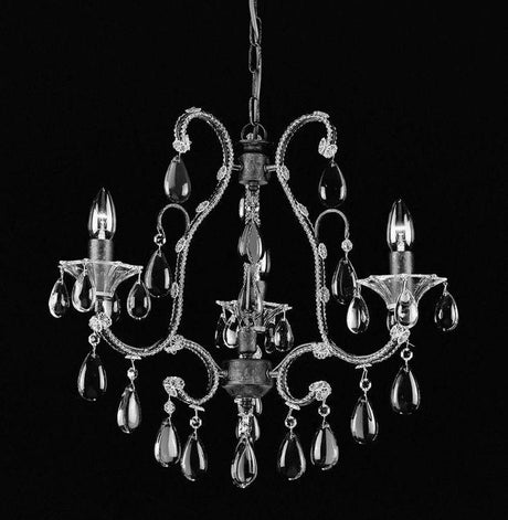 CRYSTAL Versailles 3lt Ceiling Light Silver Streak - Comet Lighting