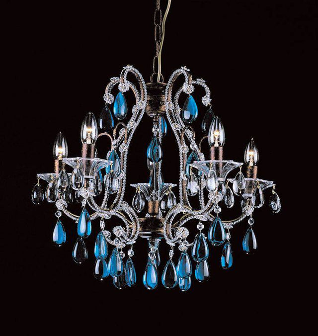 CRYSTAL Versailles 6lt Ceiling Light Rustic Bronze - Comet Lighting