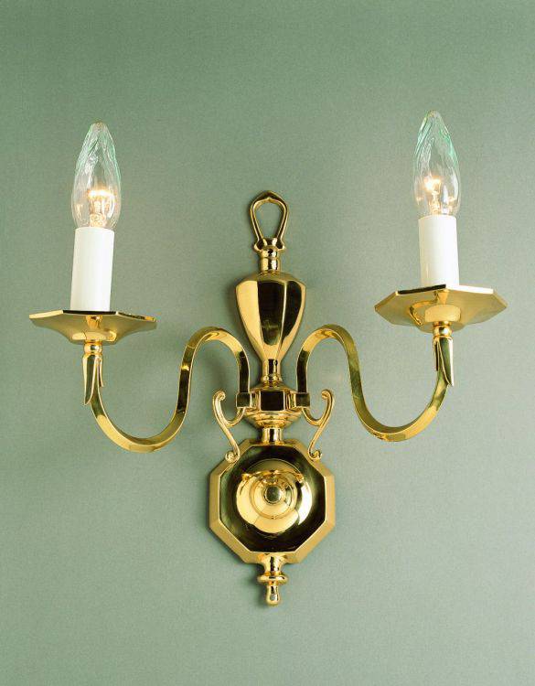 FLEMISH Ghent 2lt Wall Light Polished Brass - Comet Lighting