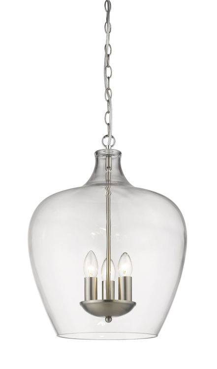 LANTERN Nell 3lt Ceiling Light Satin Nickel - Comet Lighting