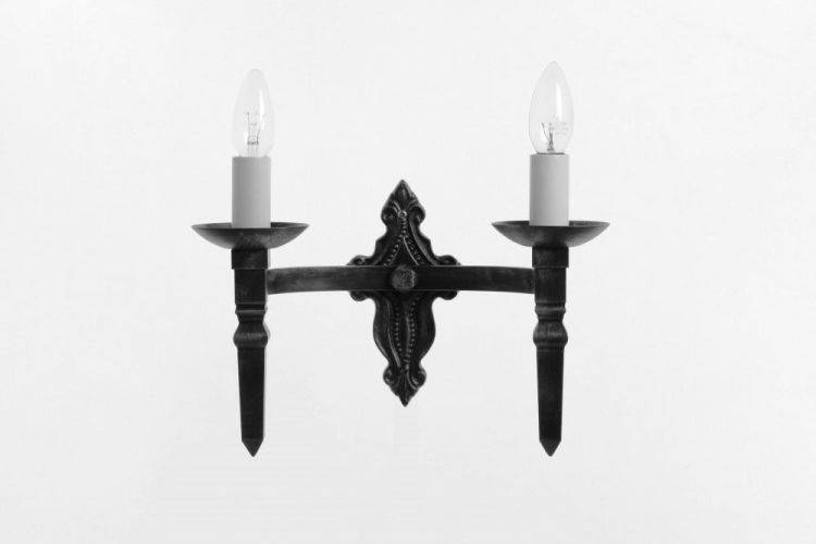 SMITHBROOK Baronial 2lt Wall Light Aged - Comet Lighting