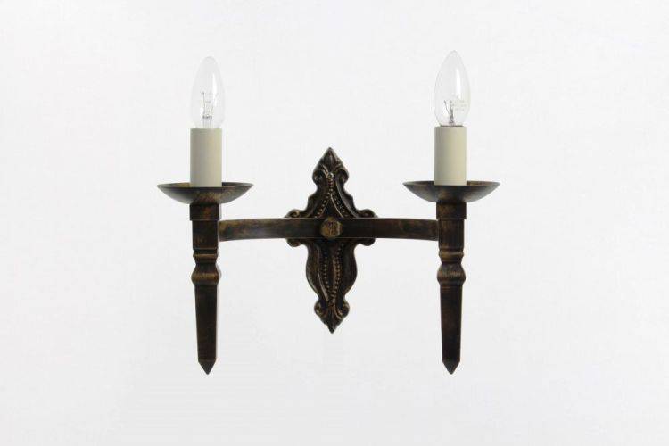 SMITHBROOK Baronial 2lt Wall Light Black Gold - Comet Lighting