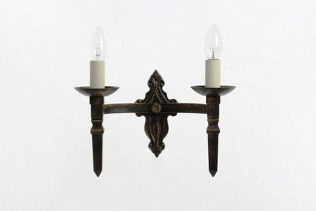 SMITHBROOK Baronial 2lt Wall Light Black Gold - Comet Lighting