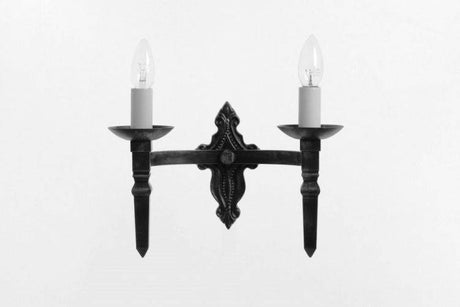 SMITHBROOK Baronial 2lt Wall Light Matt Black - Comet Lighting