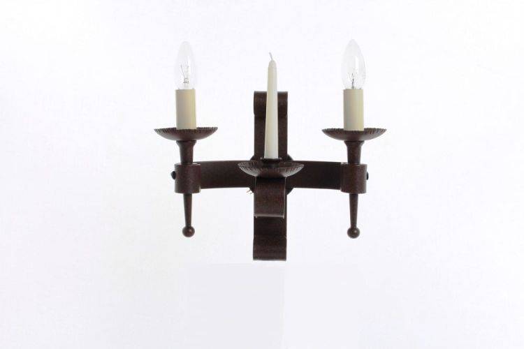 SMITHBROOK Refectory 2lt/1 candle Wall Light Black Gold - Comet Lighting