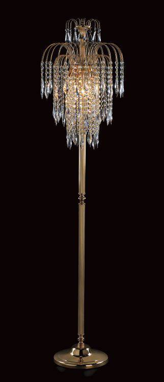 STARLITE Shower 3lt Long Chain Floor Lamp Gold - Comet Lighting