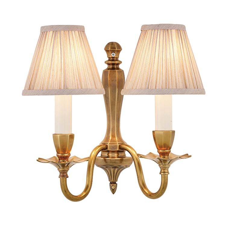 Asquith Twin Wall Light & Beige Shades - Comet Lighting