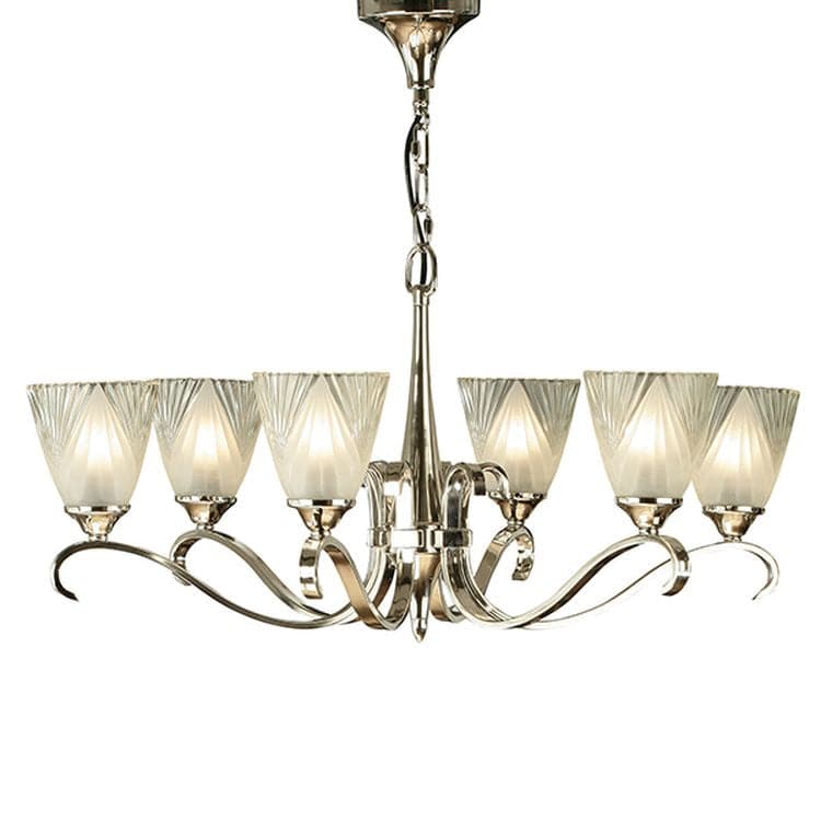 Columbia Nickel 6-Light Pendant & Deco Glass - Comet Lighting