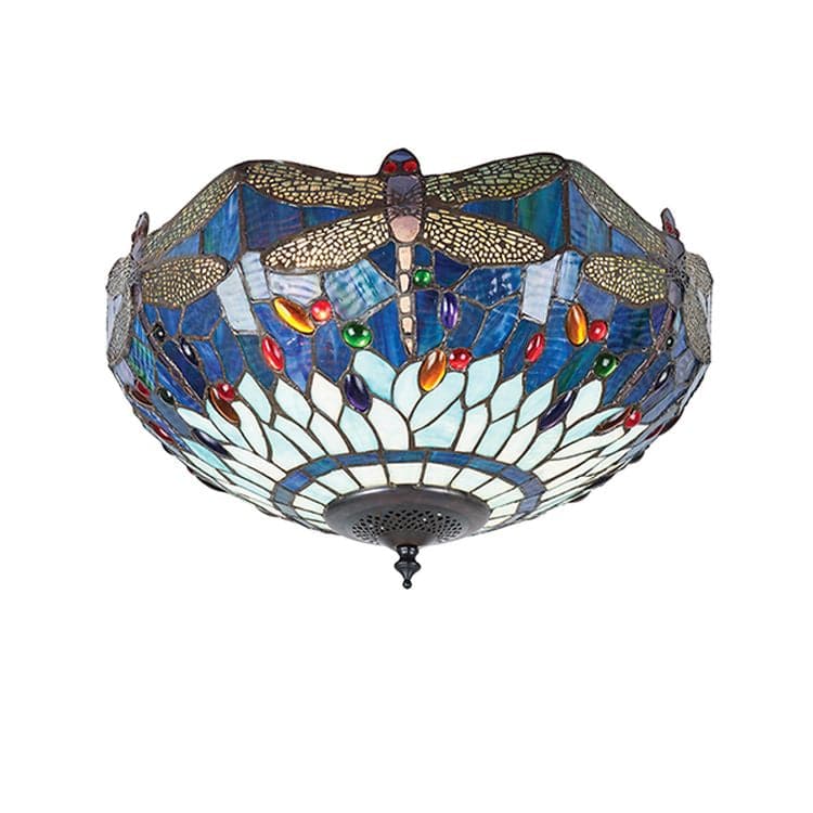 Dragonfly Blue Medium 2-Light Flush Ceiling Light - Comet Lighting