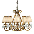 Oksana Antique Brass 5-Light Pendant & Beige Shades - Comet Lighting