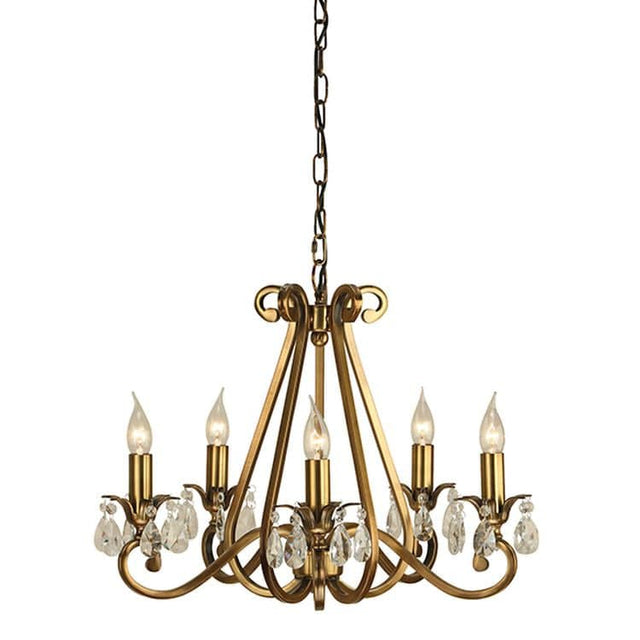 Oksana Antique Brass 5-Light Pendant Ceiling Light - Comet Lighting