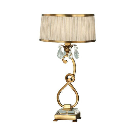 Oksana Antique Brass Medium Table & Beige Shade - Comet Lighting