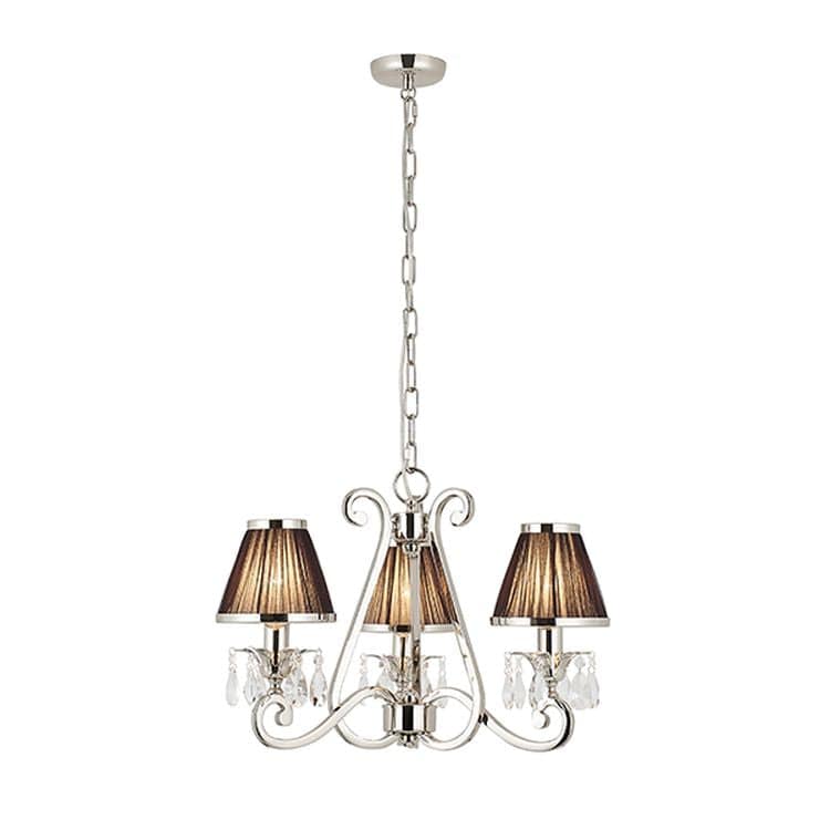 Oksana Nickel 3-Light Pendant & Black Shades - Comet Lighting