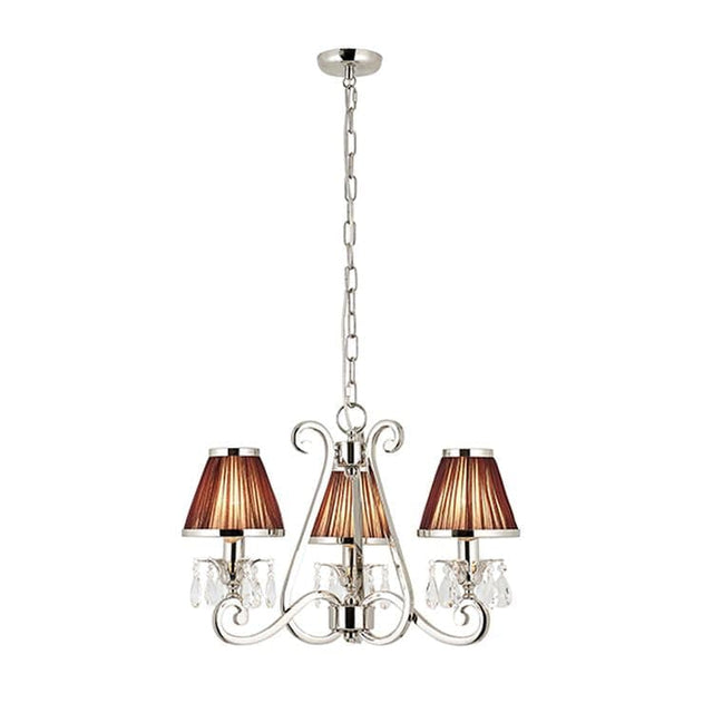 Oksana Nickel 3-Light Pendant & Chocolate Shades - Comet Lighting