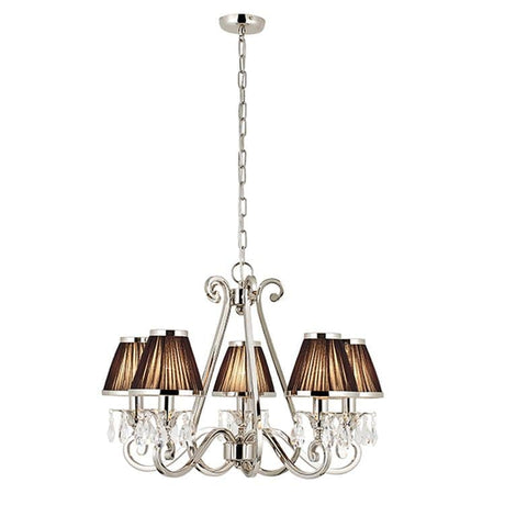 Oksana Nickel 5-Light Pendant & Black Shades - Comet Lighting