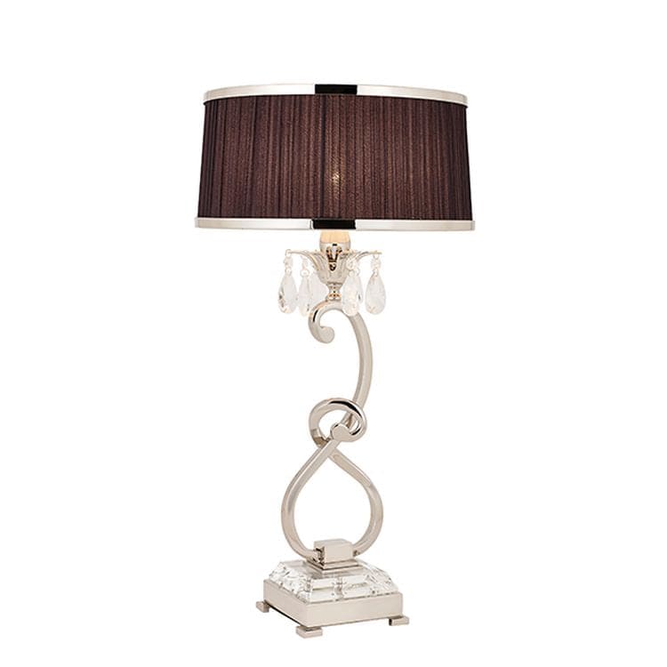 Oksana Nickel Medium Table Lamp & Black Shade - Comet Lighting