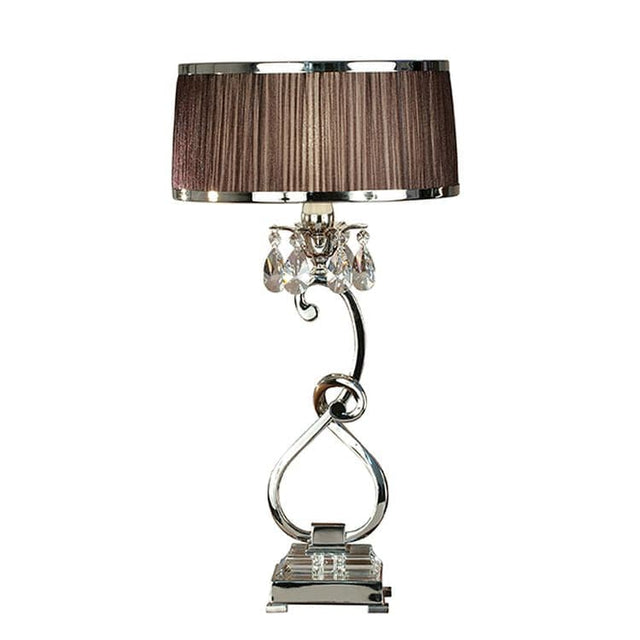 Oksana Nickel Medium Table Lamp & Chocolate Shade - Comet Lighting